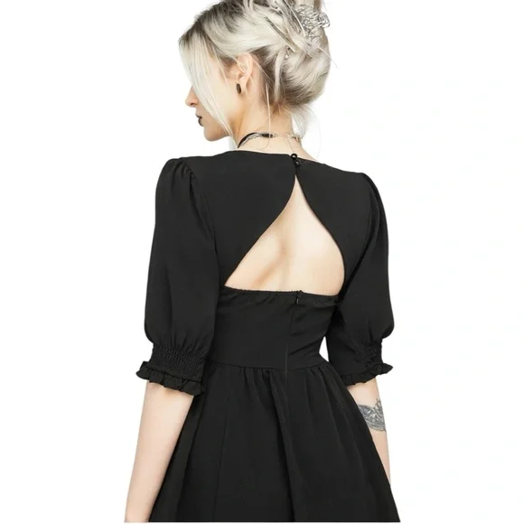 Disturbia Black Divination Textured Mini Dress Size 10 Goth Gothic whimsical - Picture 9 of 16